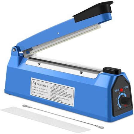 Varmeforsegler, plastposeforsegler impulsforsegler svart vakuummatforsegler posepakningsmaskin for PP og PE plastposeforsegler (200 MM)