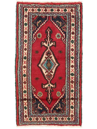 Hamadan Matot Käsinsolmittu 70X128 Matto Tummanpunainen/Musta Persia/Iran