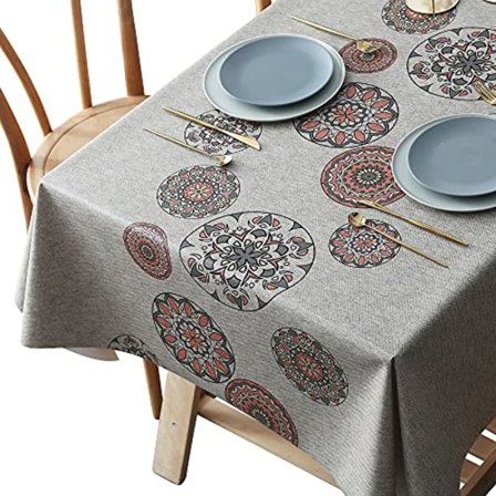 Tørkbar PVC-duk, vanntett plastduk, rektangulær borddukbeskytter for kjøkken, piknik, utendørs (retro blomstertrykk, 137 x 137 cm)