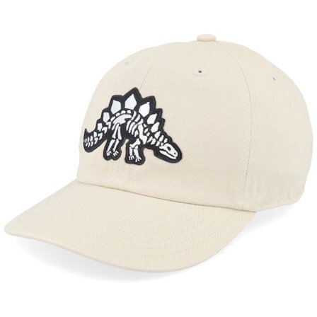 Kiddo Cap - Beige unconstructed Kasket - Kids Stegosaurus Skeleton Patch Stone Dad Cap @ Hatstore