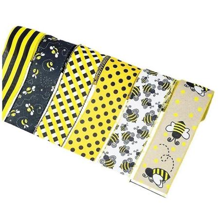 6 2,5 tuuman 63 mm 6 jaardin kimalaisten nauhat Wired Edge Yellow Gingham -nauha askarteluun ja tee-se-itse , Butte