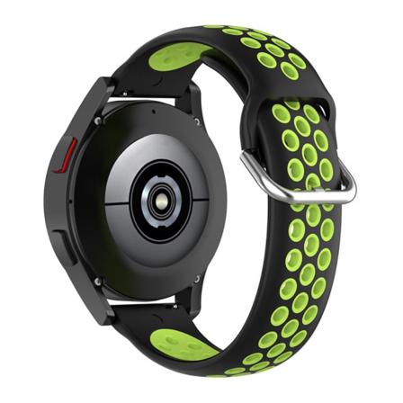 Bi-color Silikonarmband 20mm För Galaxy Watch4 44mm M.fl. - Svar Black/green
