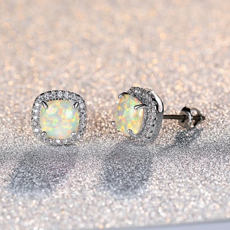 Vita Guldpläterade Skapade Vita Opal Örhängen