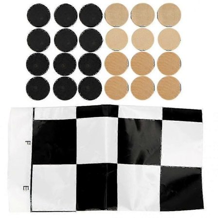 24 Schackpjäser i trä, schackbräde i plast