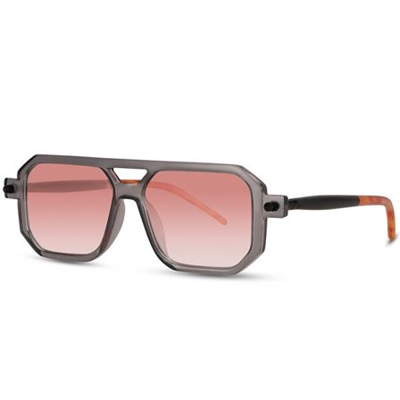 Neliönmuotoiset Aurinkolasit - Harmaat Kehykset ja Vaaleanpunaiset Linssit