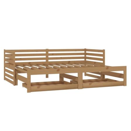 Vidaxl Dagbädd Utdragbar 2x(90x200) Cm Honungsbrun Massiv Furu Brun