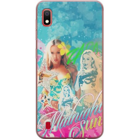 Kompatibel Mobilcover til Samsung Galaxy A10 Eventyrverden med Steve, Creeper og dyr i farverig blokgrafik