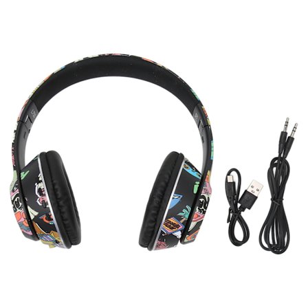L750 Graffiti Bluetooth-headset med RGB-lampa, stöd för minneskort, LINEIN-läge, trådlöst headset med mikrofon för PC, bärbar dator