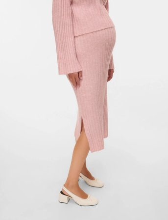 Mamalicious Mlmonique Hw Knit Skirt - Pink - S