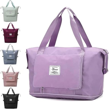 Stor sammenleggbar reiseveske, lett og vanntett kabinveske med fast stropp, tørr og våt separasjon sammenleggbar reise[ZHE]