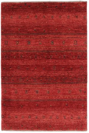 Anudada A Mano Loribaft Fine Persia Alfombra 85X128 Persa De Lana Rojo Oscuro Pequeño