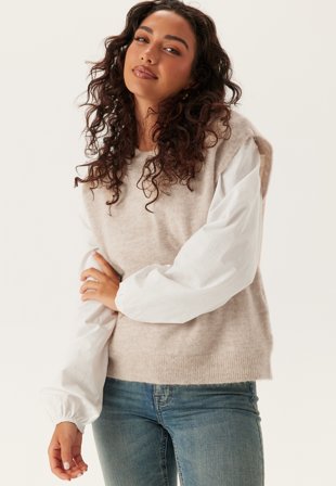 SELECTED Slflulu Sl Knit Vest Birch Detail:Melange Klær