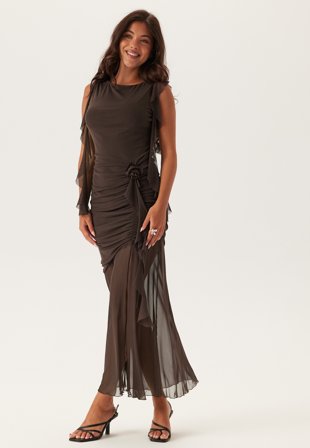 Bubbleroom Occasion Ruched Frill Ankle Dress Klær