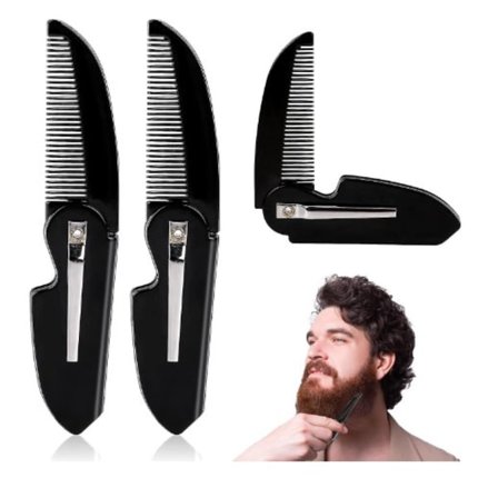 Sammenleggbar Skjeggkam, 3 stk Sammenleggbare Bartkammer kompatible Menn, Liten Lomme