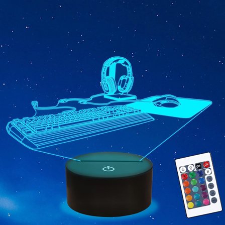 3D Spelkontroll Illusion Lampa, Spelkontroll Nattlampa med Fjärrkontroll och Timerfunktion 16 Färgväxlande Spelrum Dekoration Bästa Gamer Gåva