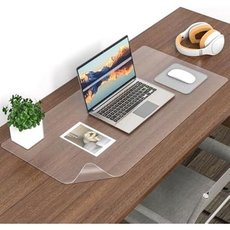 Klar Skrivebordsmatte for Hjemmekontor, Transparent Skrivebordsunderlag med Rund Kantdesign, PVC Skrivebordsbeskytter Matte Varmebestandig Vanntett 