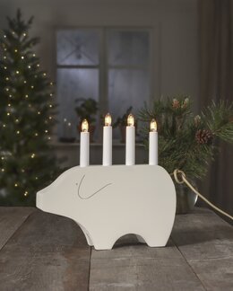 Adventslysestake Gry av tre Hvit - Star Trading