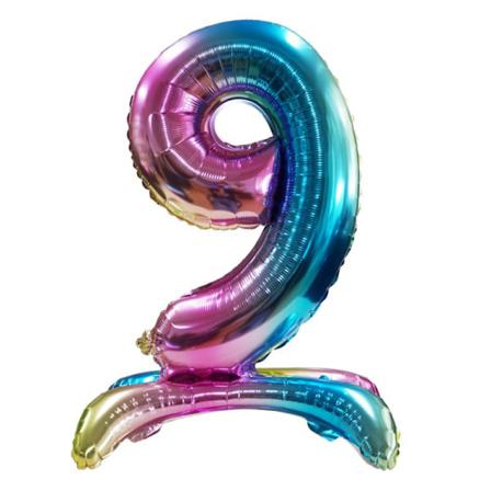 Realmax Stående Nummer 9 Rainbow Gradient Folieballong One Siz