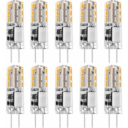 G4 LED-lampor 12V AC/DC Varmvitt 3000K 120LM, 2W, 15-20W Halogen G4 Bi-Pin Ersättningskapsel JC-typ Energisparande, Icke-dimmbar Ljus (10 st)