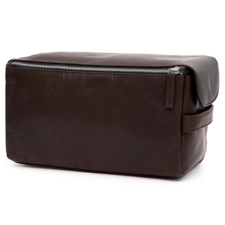 Montreal Trousse de toilette XL en cuir marron foncé pour hommes - Trousses de toilette