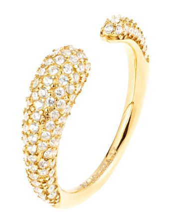 C Shape Crystal Ring Gold By Jolima