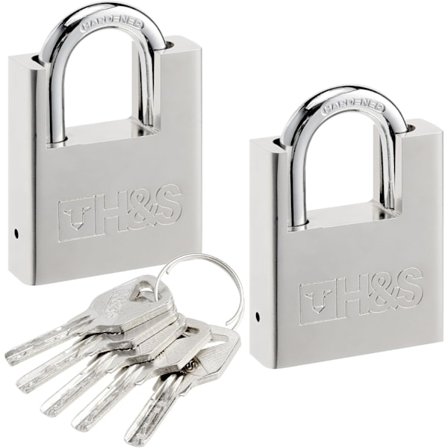 Kraftig hængelås (med nøgle) 5 nøgler, sæt med 2