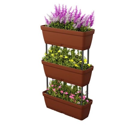 COSTWAY Nostava Pystysuuntainen Kasvihuone 6 Istutuslaatikolla, Viemäröintirei'illä, Hedelmille Vihanneksille Kukkille, 49x16x81cm, Punainen