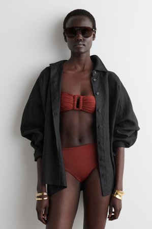 COS Women's Gathered Bandeau Bikini Top