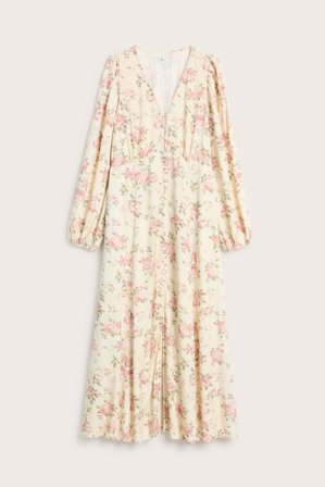 Newbie | Newbie Woman -malliston kukkakuvioinen mekko | Vaaleanbeige