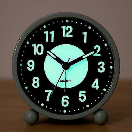 Natlampe Analog Vækkeur Lydløs Uden Tikken, Blid Vækning, Lydløs + Natlampe + Selvlysende (Velegnet Til Studenterkollegier)-God