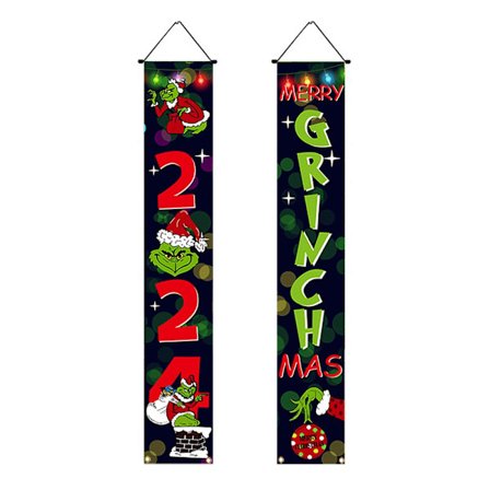 Juldekorationer, gardiner, julgardiner, flaggdörrar, julverandabanderoller 180 * 30cm