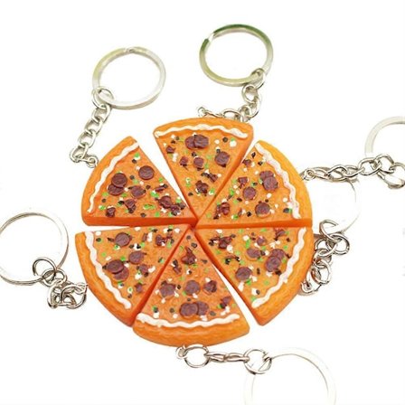 6 stk. Simulationsmad Nøgleringe Pizza Resin Vedhæng Taske Nøgleringe Nøgleringe til Piger Drenge