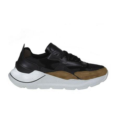 D.a.t.e. fuga sneakers in leather and black fabric , Zwart , Heren , Maat: 44 EU