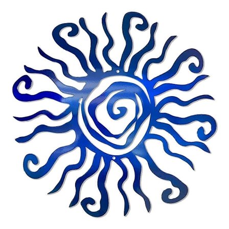 Sol Metall Veggkunst Utendørs Dekor - 30 cm Rustsikker Veggskulptur - Perfekt for Hage Blå