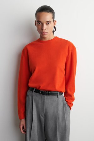 COS Femme Pull À Col Rond En Laine Mérinos Jumper in Orange