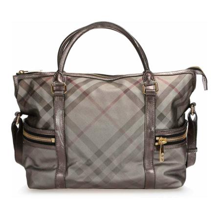 Burberry Vintage, Pre-owned Smoke Check Coated Canvas Handbag Grijs, Dames, Maat:ONE Size