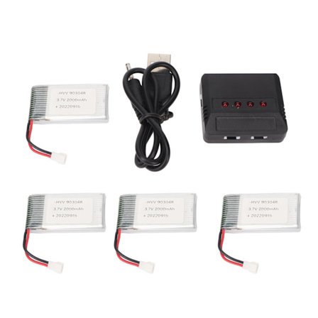 4 stk. 903048 3,7V 2000mAh RC Drone Batteri Bærbar UAV Lithium Batteri med Oplader til KY601S H11D H11C RC Quadcopter