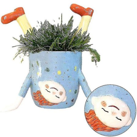 Morsom jente blomsterpotte i harpiks