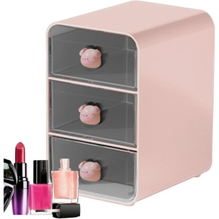 Kontor - Skrivebordsopbevaring - Transparent Opbevaringsboks - Stabelbar Makeup Skuffe O