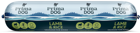 PrimaDog Lamb & Rice -koiranmakkara 800 g