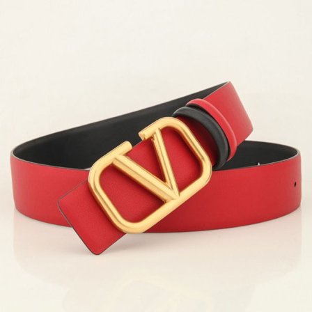 Nyt bælte V-formet bælte dobbeltsidet bælte farve mode bælte klassisk alsidigt unisex modelæder (1 stk) Rød+Guld