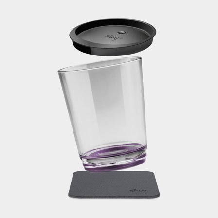 Verre en plastique magnétique Silwy Magnetic Drinking Cup Triple Very Berry, transparent/violet, 25 cl + sous-verre magnétique + couvercle anti-