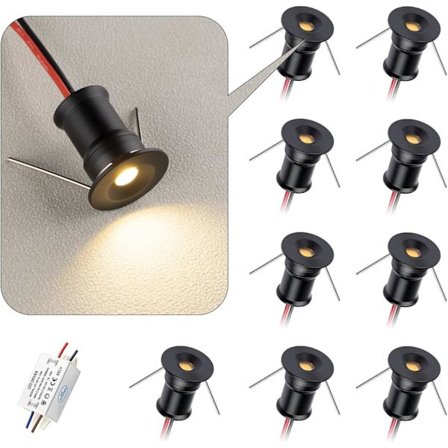 Led Mini Downlight DC12V 1W, Lämplig för bokhyllor, skåp och olika vitrinskåp som dekorativa ljus, Inbäddad installation, svart