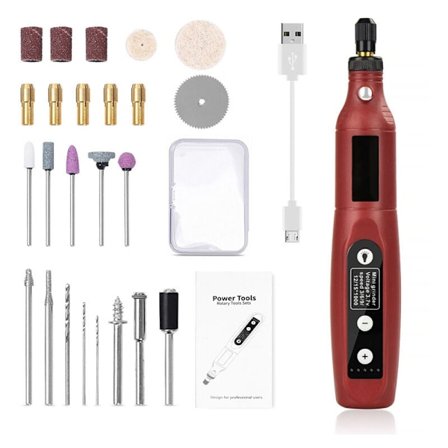 Mini Drill Rotasjonsverktøy LED Trådløs Mini Drill USB Oppladbar DIY Polering Kapping