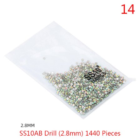1440 kpl Crystal Nail Art Stones litteät strassit kynsille A