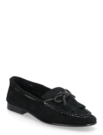 Polo Ralph Lauren Fringe-Trim Suede Loafer - Black - 37