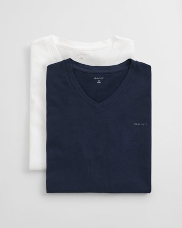 GANT Herren 2er-Pack V-Neck T-Shirts (S) Weiß
