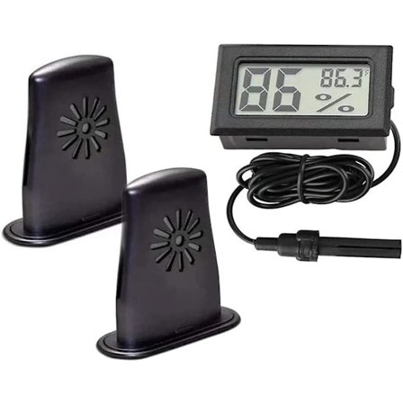 2 stk. Lydhulshumidificator og Digital Hygrometer Luftfugtighedsmåler til Akustisk Guitar Humidificeringspleje Sort