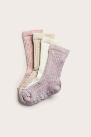 Kappahl | 4 paria ribbisukkia Violetti 19/22 | Violetti