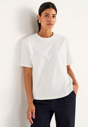 Cellbes of Sweden - T-shirt i kraftig bomullstrikå - vit - för damer - 38/40